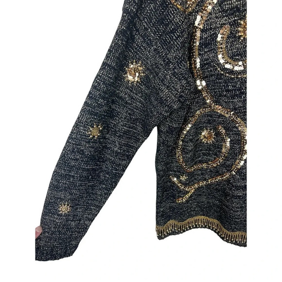 Statements by Pronto Vintage Gold Metallic Sequins Beads Women’s Medium - Picture 4 of 9